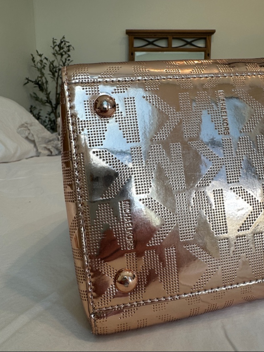 Michael Kors  Metallic Satchel Handbag - Rose Gold - Picture 4 of 6